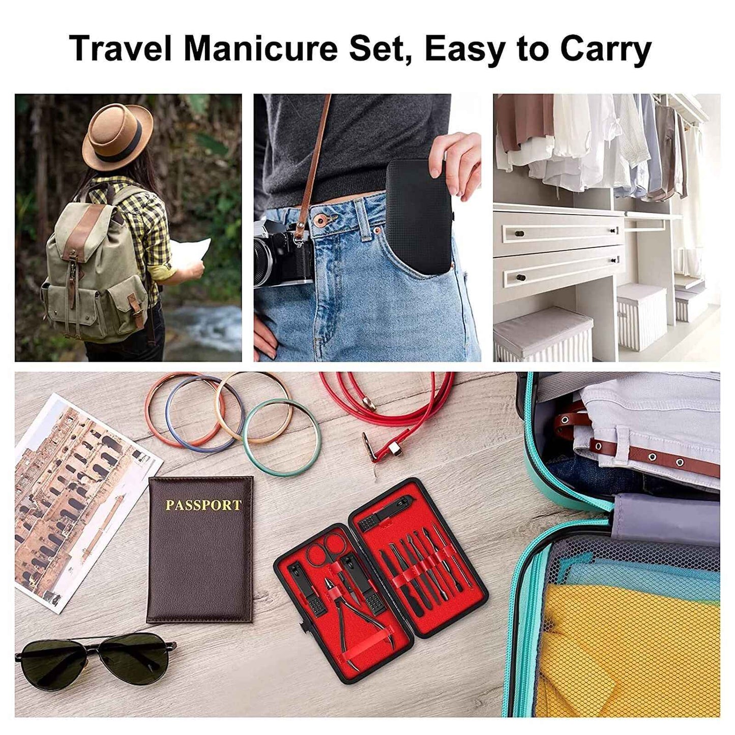 All-in-one Manicure & Pedicure Set – Stainless Steel Grooming Kit for Men & Women