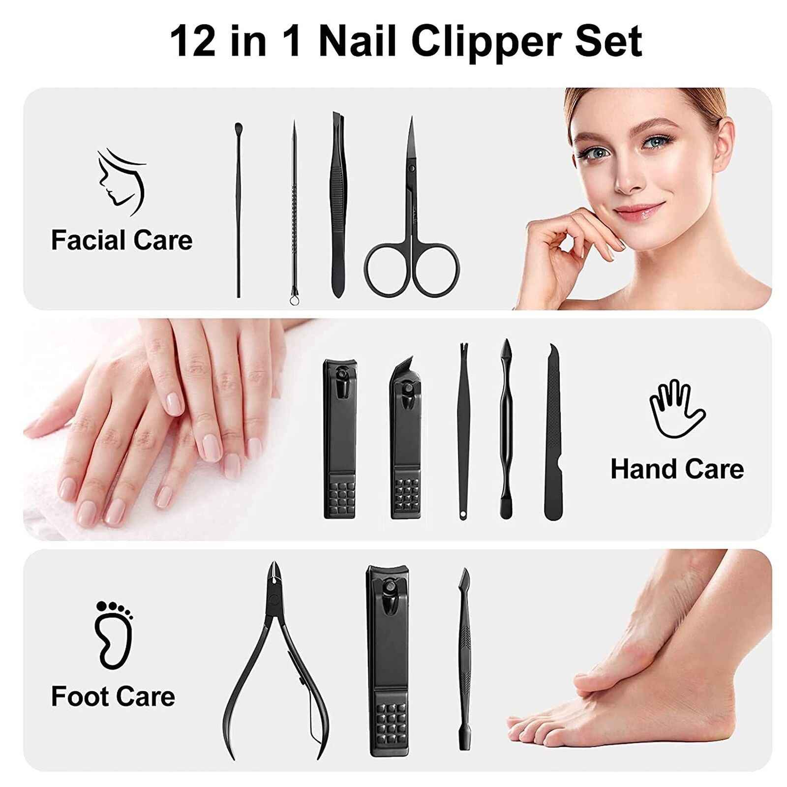 All-in-one Manicure & Pedicure Set – Stainless Steel Grooming Kit for Men & Women