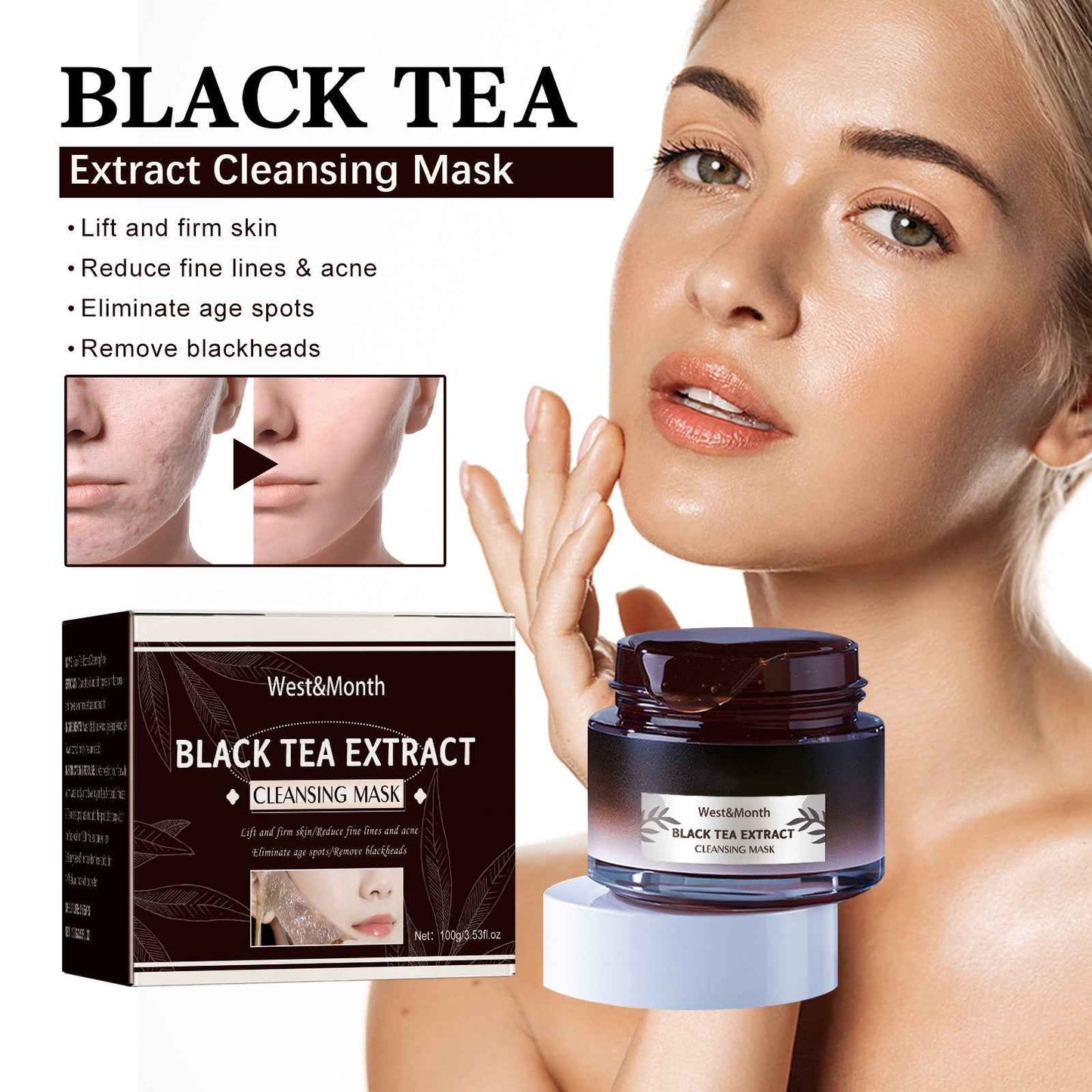 West&Month Black Tea Mask – Deep Cleansing, Pore Refining & Skin Rejuvenation