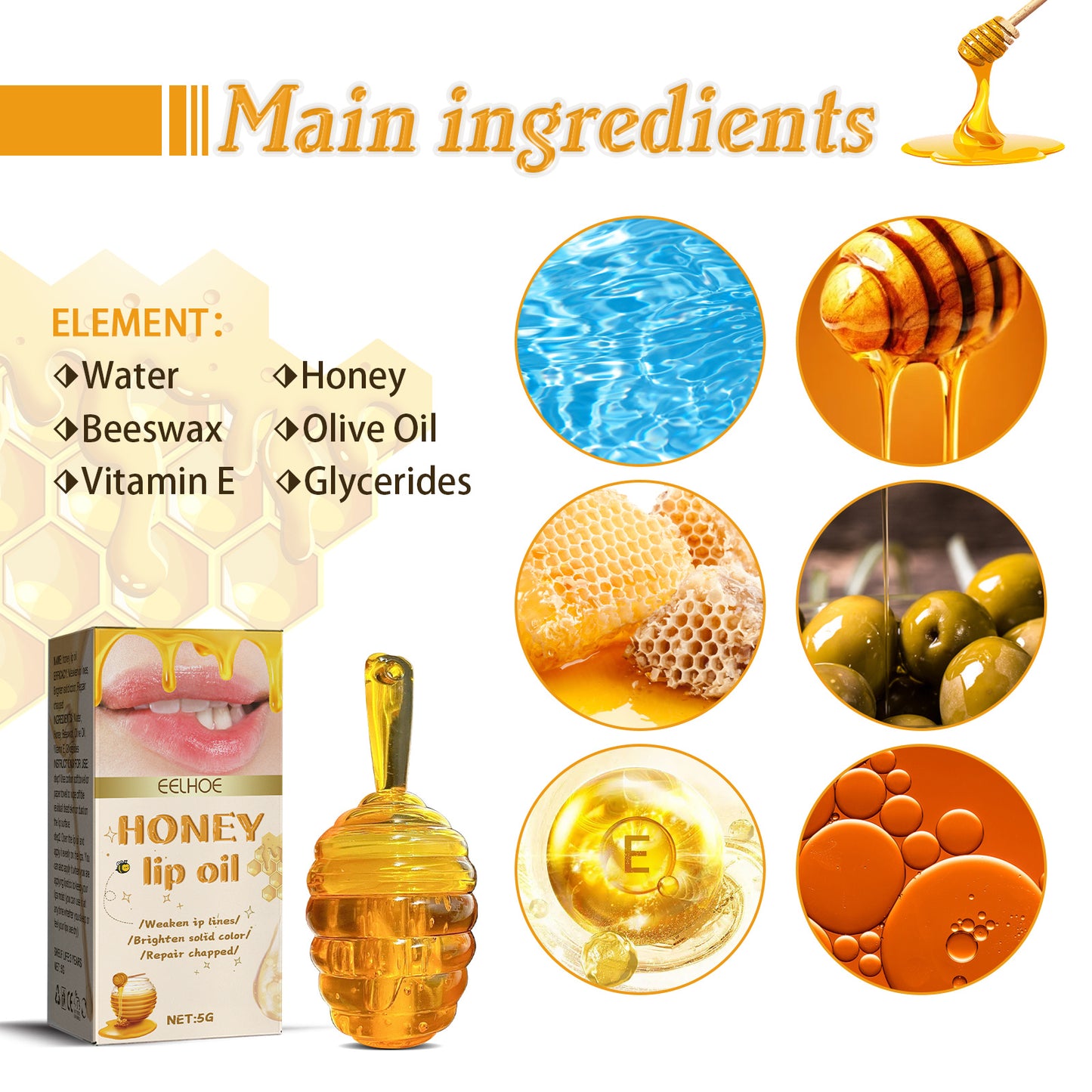 EELHOE Honey Lip Oil – Moisturize, Smooth & Revitalize Your Lips
